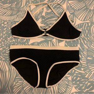 nanette lepore navy and white two piece swimsuit